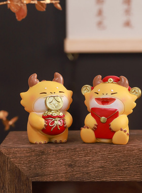 创意国潮卡通小龙树脂桌面摆件