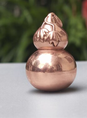 纯铜紫铜红铜黄铜实心葫芦手把件手O玩把玩件雕刻摆件
