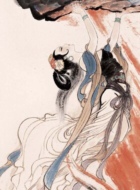 国画女娲娘娘画像卷轴画酒店包厢茶楼装饰画大地之母神像丝绸挂画