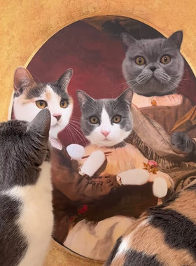 二狗姑娘X上品印画 萌宠入油画定制多只宠物肖像挂V摆画猫狗装饰