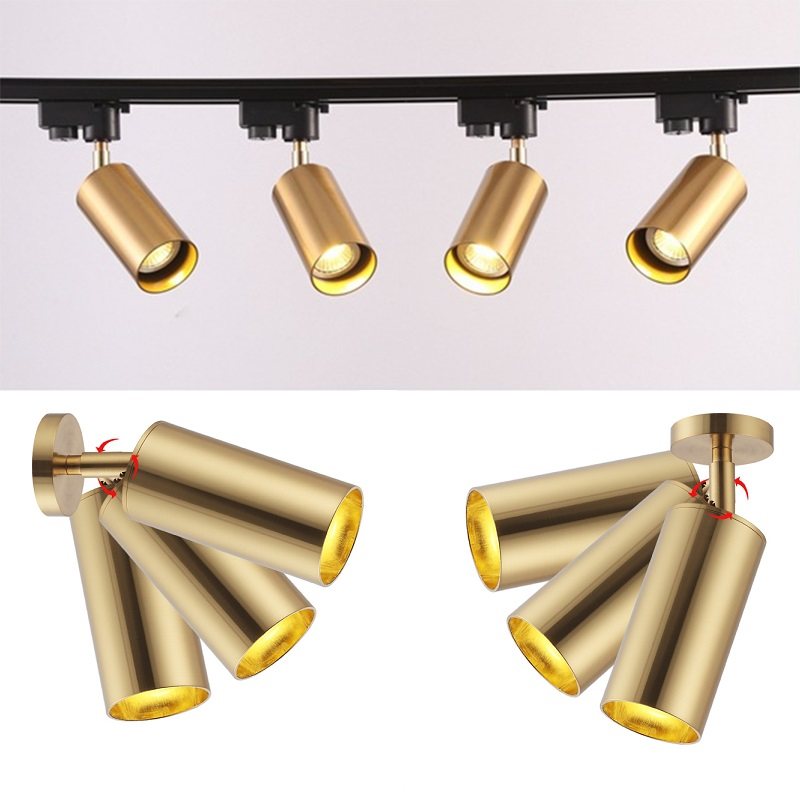 Multi-head spotlights Nordic light luxury gold super bright background wall home commercial ceiling LED surface mounted downlight track light