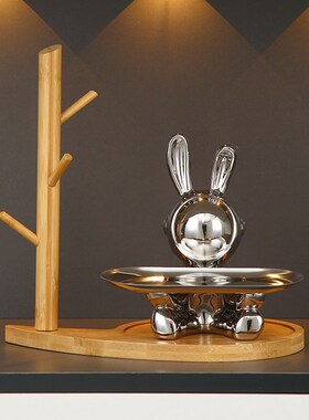 陶瓷兔兔收纳托盘桌面摆件家居饰品客厅玄关放钥匙乔迁家居礼品