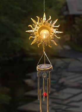 太阳能风铃户外h庭院灯花园阳台装饰防水月亮复古挂灯景观吊灯挂