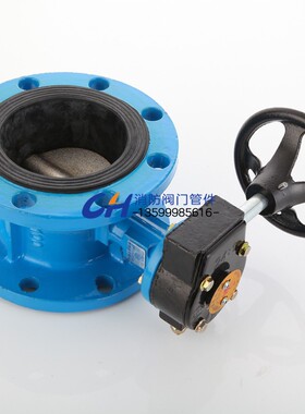 法兰蝶阀D341X-16Q涡轮手柄DN100手动蝶式开关阀球墨铸铁橡胶衬胶