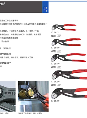 德国凯尼派克多功能水泵钳子扳手快速调节汽修鲤鱼钳工业级管子钳