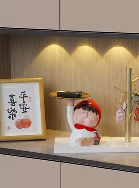 自由女神入户玄关钥匙收纳托盘摆件客厅桌L面装饰摆设乔迁新居礼