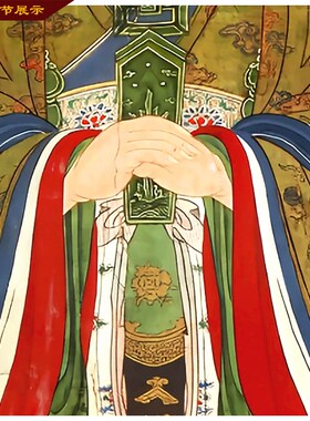 新款水陆画法事玉皇大帝画像天尊坐像E 居家供奉画神像挂画 丝绸