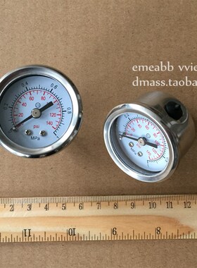 不锈钢耐震压力表0-1MPA/140PSI气压表ZG1/8牙表面直径40MM轴向