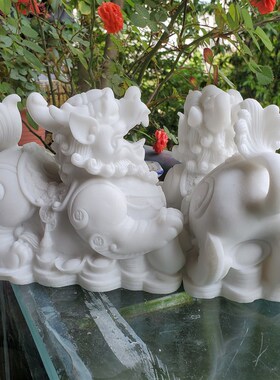 石雕貔貅摆件小一对公母大小号招财聚财工艺品汽车客厅皮丘