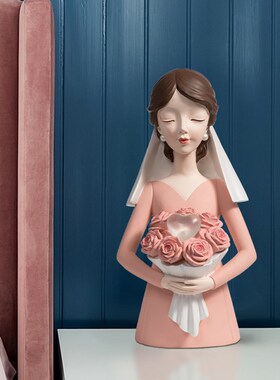 恩爱伴侣新娘捧花摆件LED灯花器创意结婚礼物送女生闺蜜装饰礼品