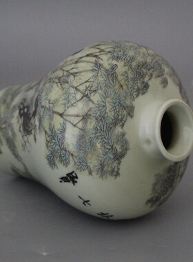 景德镇仿古陶瓷同治粉彩竹林七贤梅瓶家居装饰展柜摆件收藏新中式