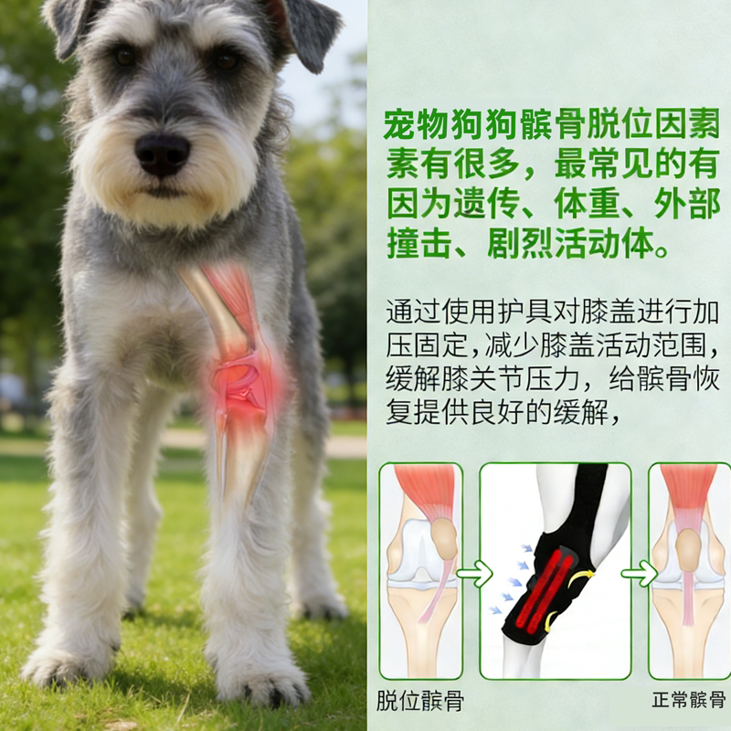 Small dog hind leg patella fixed leg brace