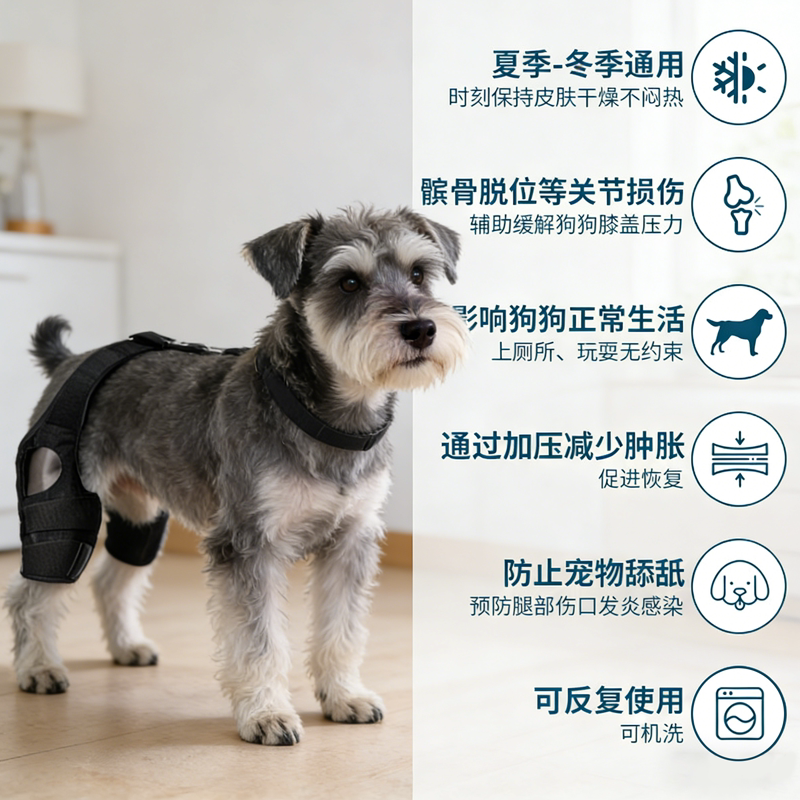 Small dog hind leg patella fixed leg brace