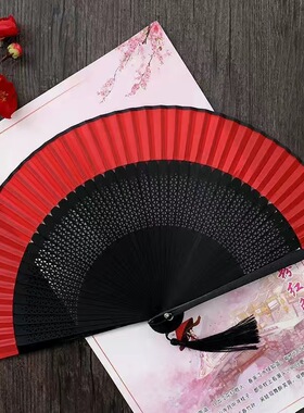 古风汉服女士竹折扇夏季舞蹈