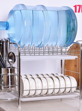 304不锈钢两层碗架沥水架厨房置物架三层碗碟架厨房用品收纳