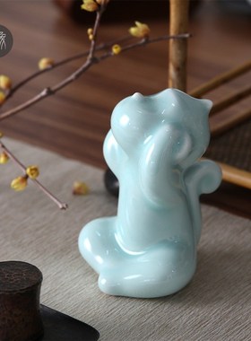景德镇四不猴陶瓷摆件q生肖把玩可爱茶宠玄关创意礼办公室乔迁饰