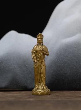 简修行迷你文殊普贤佛像普贤菩萨摆件黄铜像雕像随身佛精致本命佛