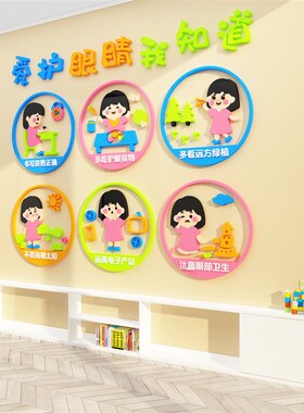 爱护眼睛视力保护幼儿园环创主题墙面装饰材料布置成品眼镜店文化