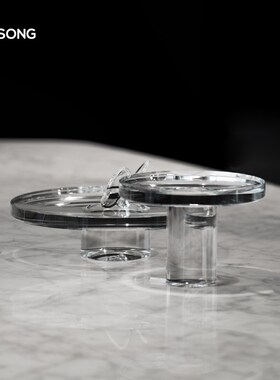 RESONG日诵家居 星光K9高透水晶果盘托盘 软装家居饰品