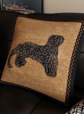 中古风加厚棉质抱枕摆件沙发腰靠枕法式复古枕头套可拆洗床头靠枕