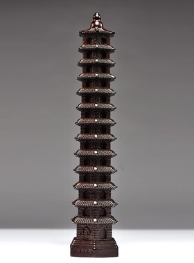 黑檀木雕刻13层文昌塔摆件文昌塔十三层家居客厅玄关装饰工艺品