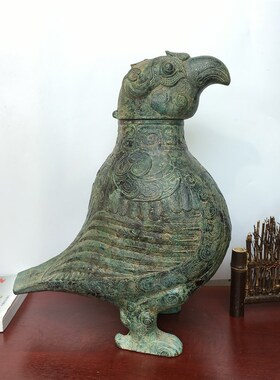 青铜器妇好鸮尊鸟尊酒器摆件x枭尊家居工艺品办公室客厅红酒博古