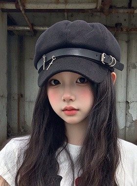 日系Y2K十字架朋克风贝雷帽女