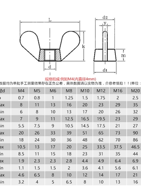 国标纯黄铜全铜蝶形螺母手拧螺帽羊角元宝蝴蝶型螺丝帽M3M4M5-M20