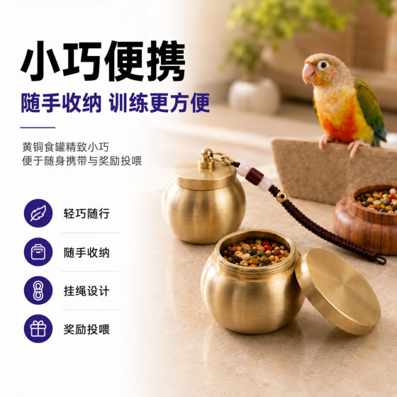 训鸟食盒训鸟食罐鹦鹉训练道具奖励零食玩具黄铜喂食虫盒专用工具