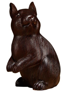 黑檀木雕十二生肖兔子摆件实木质雕刻兔家居装饰工艺品生日送礼品