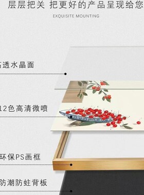 竖版侧开电表箱装饰画免打孔新中式风景北欧餐厅挂画电闸盒配线箱