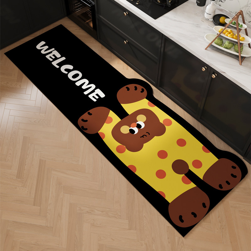 Special kitchen floor mats, non-slip and anti-oil, cartoon diatom mud absorbent mats, household door dirty-resistant no-wash carpet door mats