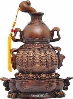 招财葫芦大容量存钱罐 黑檀木质感存钱罐摆件 客厅公司开业送礼储