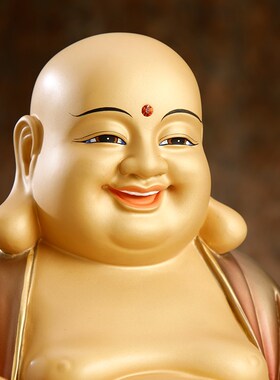 纯手工铜太古彩弥勒佛菩萨大肚笑佛佛像家用玄关招财中式装饰摆件