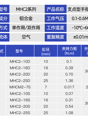 铝合金材质四导柱气缸升降平台导向带导杆 MHC2型气动元件