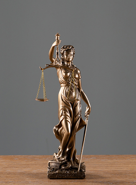 仿铜司法公平公正正义女神忒弥斯雕塑雕像律师办公室法律天平摆件