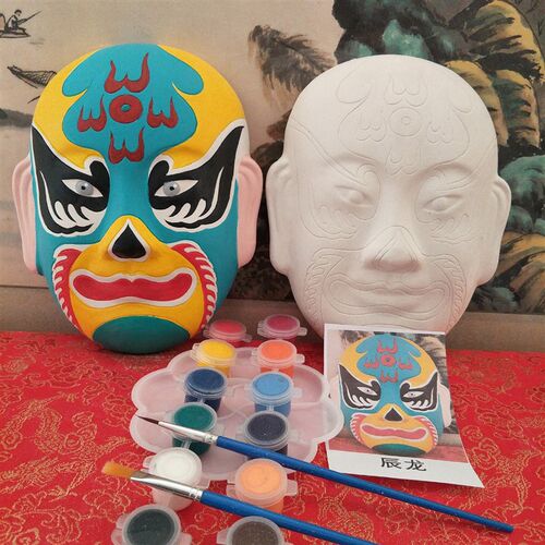 大号非遗DIY十二生肖带纹路石膏京剧脸谱白坯成品儿童手工材料 - 图2