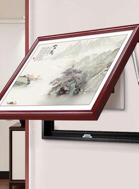 新中免打孔电表电箱装饰式画推拉款01闸箱遮挡画弱电画实木框挂箱