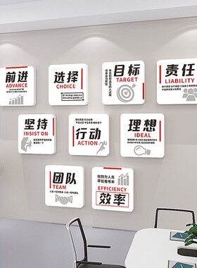 办公室励志标语墙贴公司企业团队文化墙装饰高级氛围感布置自粘画