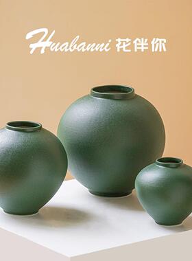 新中xz青月陶件式陶瓷花瓶意插客厅高级摆花宋代美学民宿酒店禅玄
