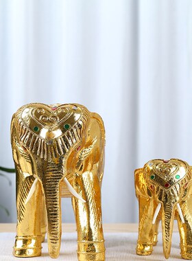 大象摆件实木雕刻招财吸水象泰式酒柜办公室客厅乔迁礼品装饰摆设