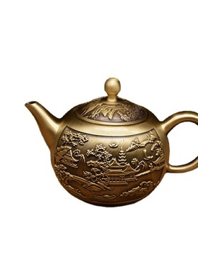 纯铜双人小茶壶功夫茶道铜壶多功能黄铜小酒壶滴水壶铜器镇纸摆件