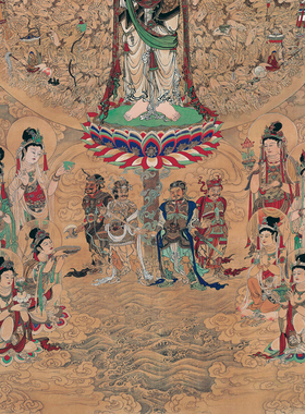 江逸子千手观音菩萨画像复古书画人物国画高清微喷仿古装裱装饰画