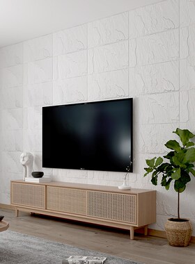 壁纸自粘白色3d立体壁贴防撞防水防潮卧室客厅电视背景墙板岩软包