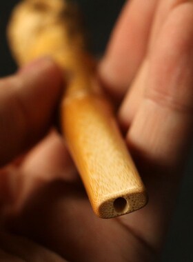 精品纯手工精磨天然满钉实心竹小烟嘴竹根雕一体小过滤咬嘴竹烟斗