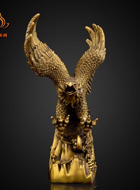 纯铜老鹰摆件雄鹰展翅大展宏图客厅办公室礼品大展鸿图鹰工艺品