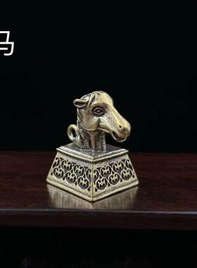 圆明园古玩铜器十二生肖兽首黄铜印章家居龙摆件鼠兔龙蛇鸡狗属相