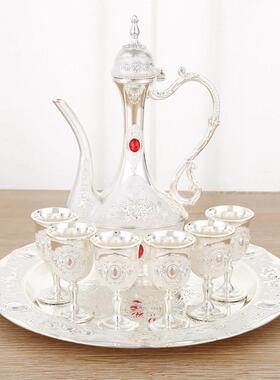 欧式白酒杯套装创意家用小号酒具高档敬酒杯结婚带托盘俄罗斯摆件