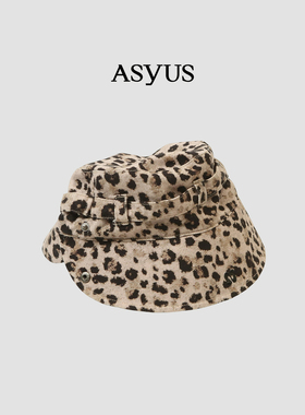 【新品】 ASYUS 2026夏季新款 女款复古可翻折豹纹渔夫帽子