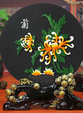 新中式梅兰竹菊中国风家居装饰品电视柜酒柜书房梅花客厅摆件炭雕